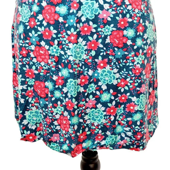 FREE PEOPLE Women's Cutout Keyhole Knit Floral Mini Dress Size Small Teal - Picture 13 of 13